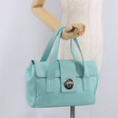 TIFFANY&Co. Hand Bag Leather Turquoise Blue Silver Auth ka4872A-23
