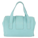 TIFFANY&Co. Hand Bag Leather Turquoise Blue Silver Auth ka4872A-2