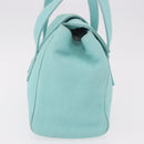 TIFFANY&Co. Hand Bag Leather Turquoise Blue Silver Auth ka4872A-4