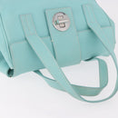 TIFFANY&Co. Hand Bag Leather Turquoise Blue Silver Auth ka4872A-6