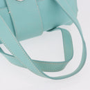 TIFFANY&Co. Hand Bag Leather Turquoise Blue Silver Auth ka4872A-7