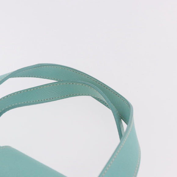 TIFFANY&Co. Hand Bag Leather Turquoise Blue Silver Auth ka4872A