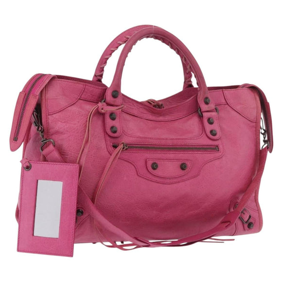 BALENCIAGA The City Hand Bag Leather 2way Pink 115748 Auth ka4873SAM