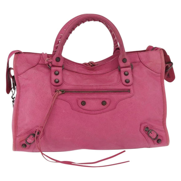BALENCIAGA The City Hand Bag Leather 2way Pink 115748 Auth ka4873SAM