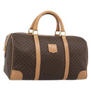 CELINE Macadam Canvas Boston Bag PVC Leather Brown Gold Auth ka4876A-1