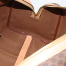 CELINE Macadam Canvas Boston Bag PVC Leather Brown Gold Auth ka4876A-19