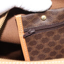 CELINE Macadam Canvas Boston Bag PVC Leather Brown Gold Auth ka4876A-21