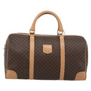 CELINE Macadam Canvas Boston Bag PVC Leather Brown Gold Auth ka4876A-13
