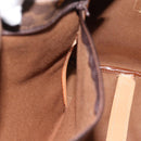 CELINE Macadam Canvas Boston Bag PVC Leather Brown Gold Auth ka4876A-10