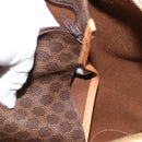CELINE Macadam Canvas Boston Bag PVC Leather Brown Gold Auth ka4876A-11