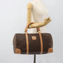 CELINE Macadam Canvas Boston Bag PVC Leather Brown Gold Auth ka4876A-23