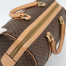 CELINE Macadam Canvas Boston Bag PVC Leather Brown Gold Auth ka4876A-6