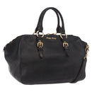 Miu Miu Hand Bag Leather 2way Black Gold Auth ka4877V-1