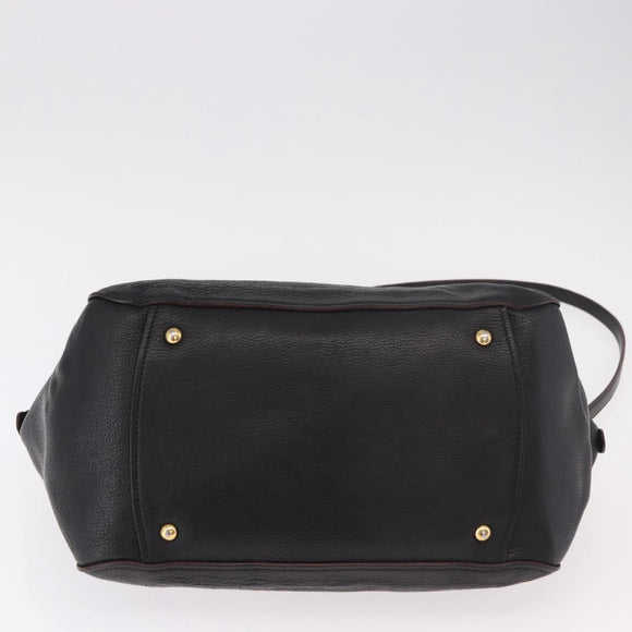 Miu Miu Hand Bag Leather 2way Black Gold Auth ka4877V