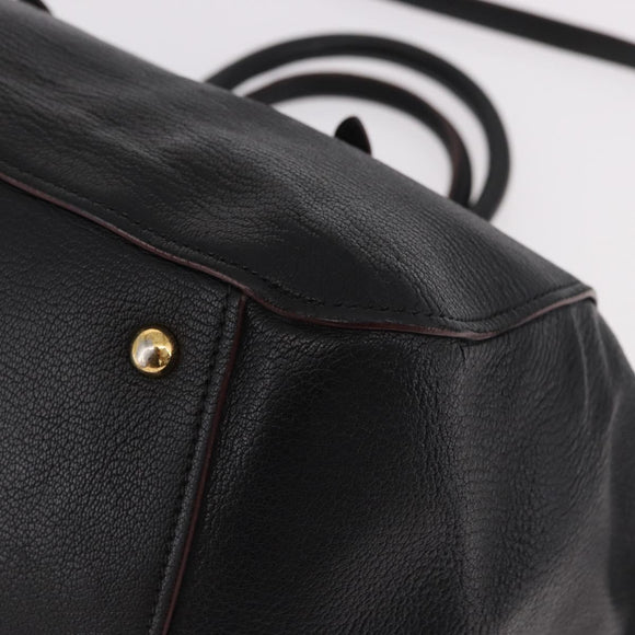 Miu Miu Hand Bag Leather 2way Black Gold Auth ka4877V