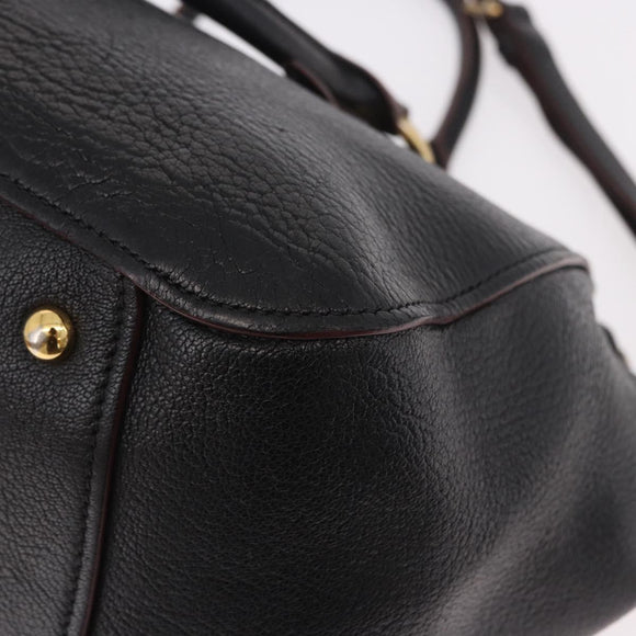 Miu Miu Hand Bag Leather 2way Black Gold Auth ka4877V
