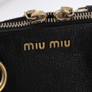 Miu Miu Hand Bag Leather 2way Black Gold Auth ka4877V-17