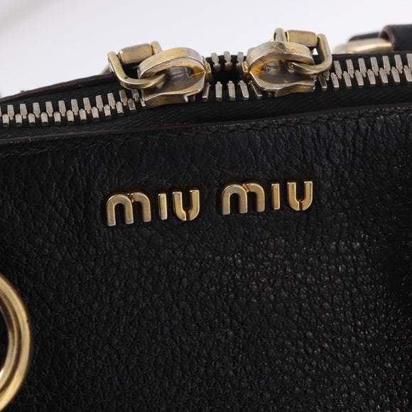 Miu Miu Hand Bag Leather 2way Black Gold Auth ka4877V