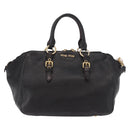Miu Miu Hand Bag Leather 2way Black Gold Auth ka4877V-2
