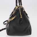 Miu Miu Hand Bag Leather 2way Black Gold Auth ka4877V-3