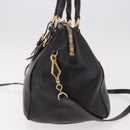 Miu Miu Hand Bag Leather 2way Black Gold Auth ka4877V-4