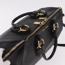 Miu Miu Hand Bag Leather 2way Black Gold Auth ka4877V-5