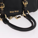 Miu Miu Hand Bag Leather 2way Black Gold Auth ka4877V-6