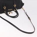 Miu Miu Hand Bag Leather 2way Black Gold Auth ka4877V-8