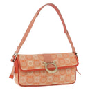 Salvatore Ferragamo Gancini Shoulder Bag Canvas Orange Gold Auth ka4878A-1