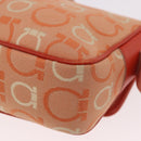 Salvatore Ferragamo Gancini Shoulder Bag Canvas Orange Gold Auth ka4878A-16