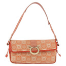 Salvatore Ferragamo Gancini Shoulder Bag Canvas Orange Gold Auth ka4878A-13