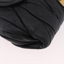 Miu Miu Matelasse Chain Shoulder Bag Leather Black Gold Auth ka4879V-14