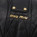 Miu Miu Matelasse Chain Shoulder Bag Leather Black Gold Auth ka4879V-18