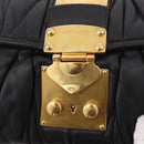 Miu Miu Matelasse Chain Shoulder Bag Leather Black Gold Auth ka4879V-19