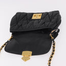 Miu Miu Matelasse Chain Shoulder Bag Leather Black Gold Auth ka4879V-20