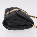 Miu Miu Matelasse Chain Shoulder Bag Leather Black Gold Auth ka4879V-3