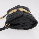 Miu Miu Matelasse Chain Shoulder Bag Leather Black Gold Auth ka4879V-4