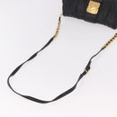 Miu Miu Matelasse Chain Shoulder Bag Leather Black Gold Auth ka4879V-7