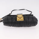 Miu Miu Matelasse Chain Shoulder Bag Leather Black Gold Auth ka4879V-5