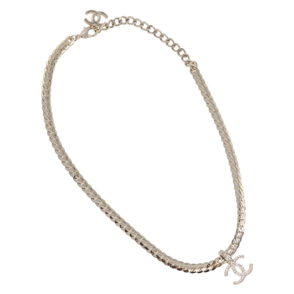 CHANEL Necklace metal Gold Tone CC Auth ka4882SAM