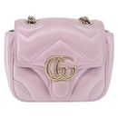 GUCCI GG Marmont Chain Shoulder Bag Leather Pink Gold 739682 Auth ka4883M-13