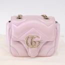 GUCCI GG Marmont Chain Shoulder Bag Leather Pink Gold 739682 Auth ka4883M-12