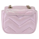 GUCCI GG Marmont Chain Shoulder Bag Leather Pink Gold 739682 Auth ka4883M-2