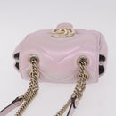 GUCCI GG Marmont Chain Shoulder Bag Leather Pink Gold 739682 Auth ka4883M-6