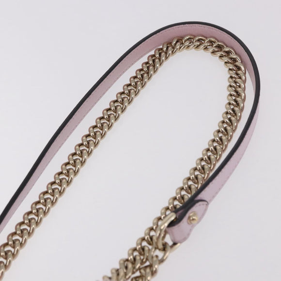 GUCCI GG Marmont Chain Shoulder Bag Leather Pink Gold 739682 Auth ka4883M