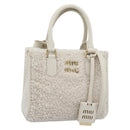 Miu Miu Hand Bag Shearing 2way White Gold Auth ka4884SAM-1