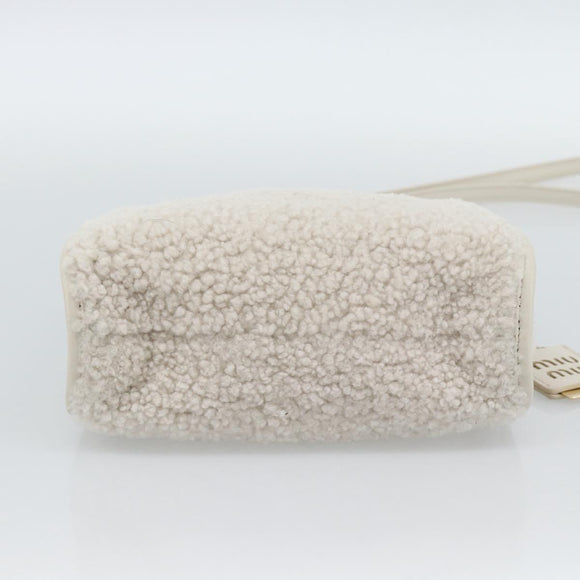 Miu Miu Hand Bag Shearing 2way White Gold Auth ka4884SAM