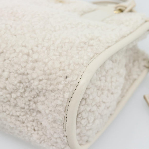 Miu Miu Hand Bag Shearing 2way White Gold Auth ka4884SAM