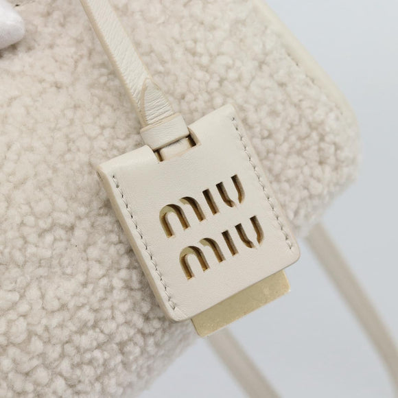Miu Miu Hand Bag Shearing 2way White Gold Auth ka4884SAM