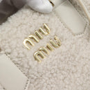 Miu Miu Hand Bag Shearing 2way White Gold Auth ka4884SAM-20